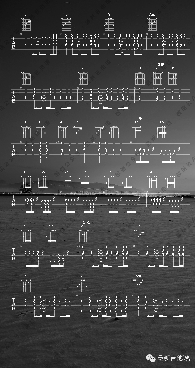 GALA乐队《我绝对不能失去你》C调吉他谱