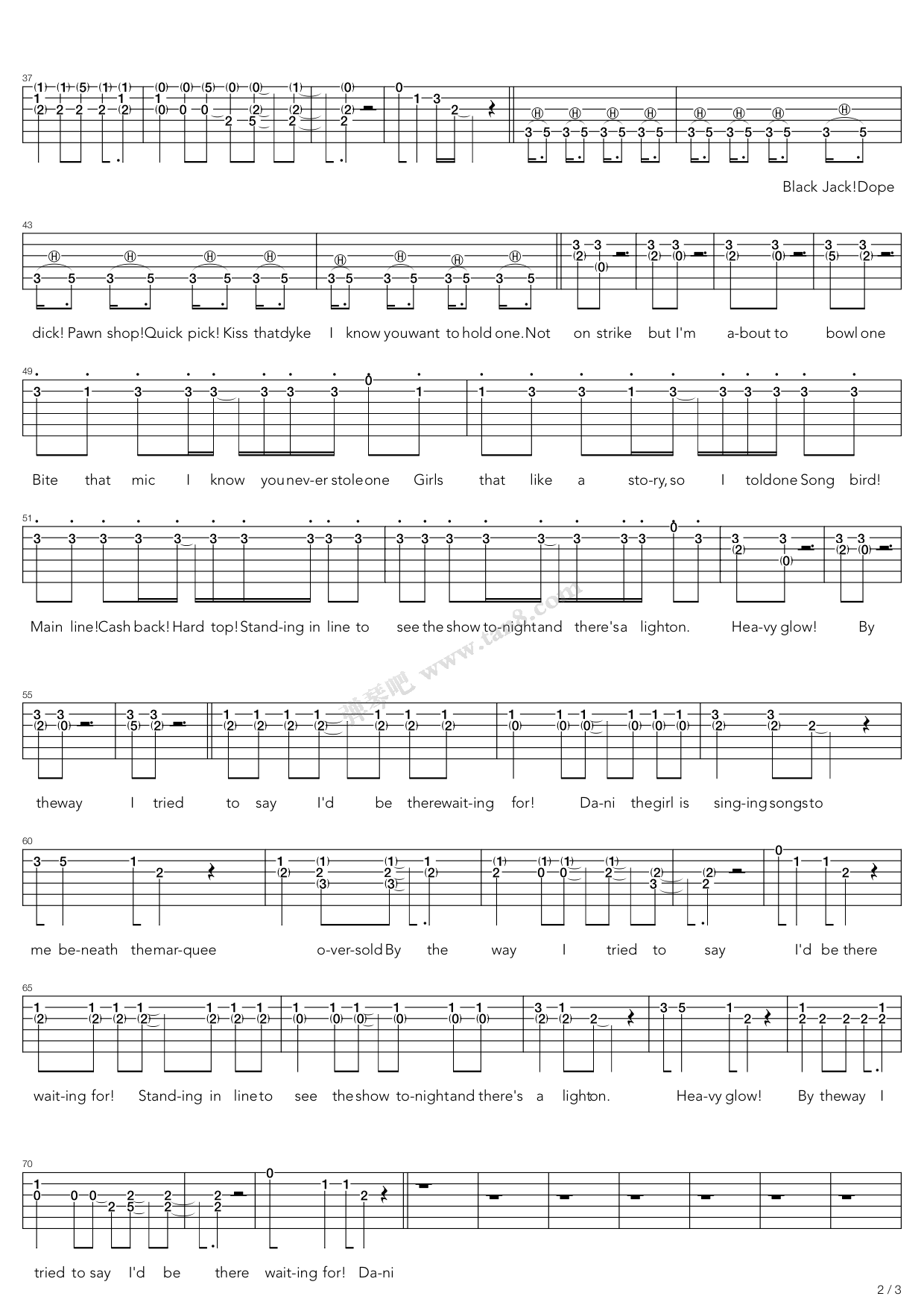 Red Hot Chili Peppers《by the way》C调吉他谱