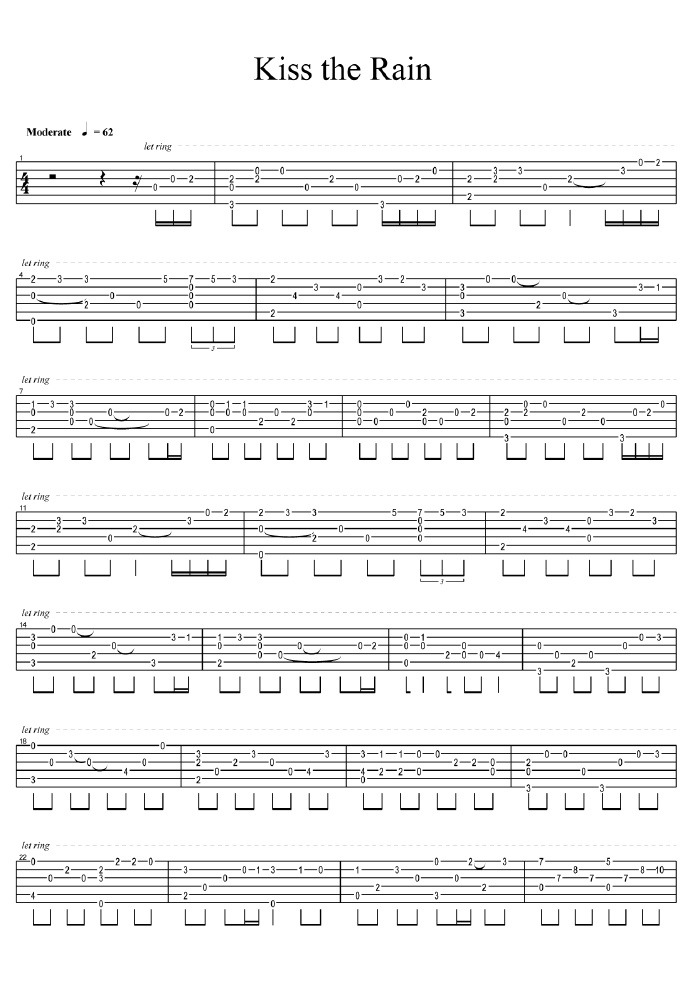 Kiss the rain吉他谱1