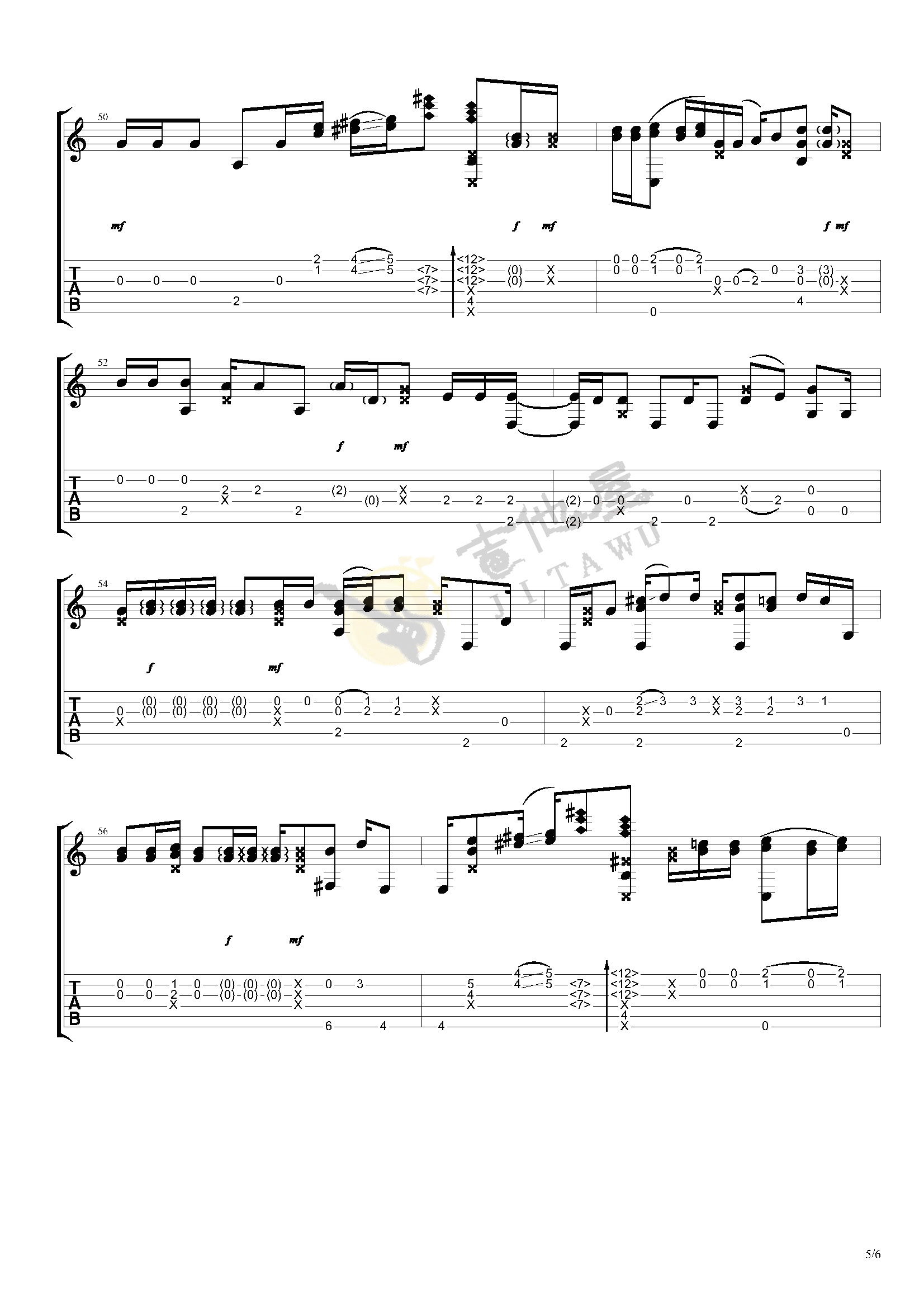 Heal the world吉他谱5