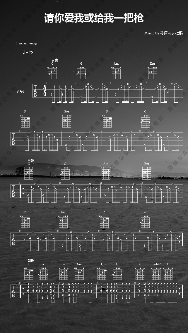 请你爱我或给我一把枪吉他谱1