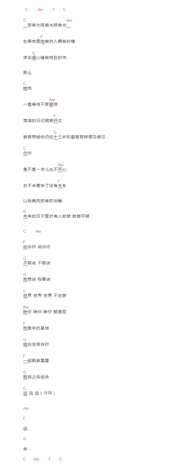 一起逃命吉他谱2