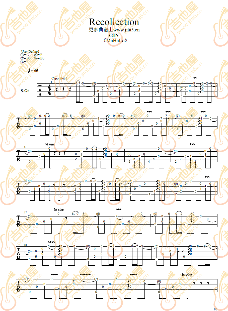 Recollection吉他谱1
