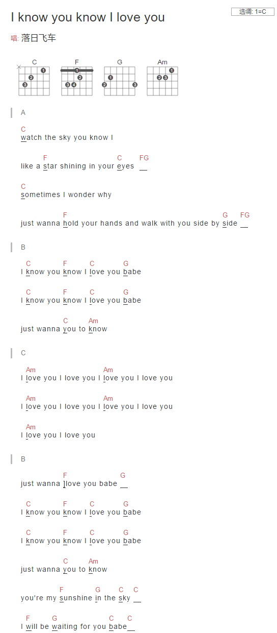 I Know You Know I Love You吉他谱1