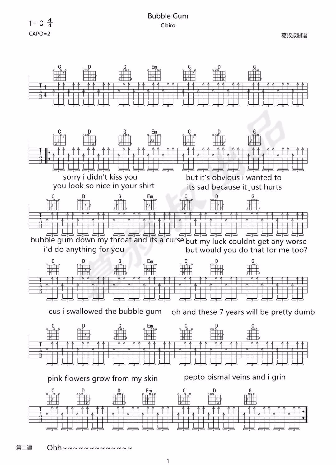Bubble Gum吉他谱1