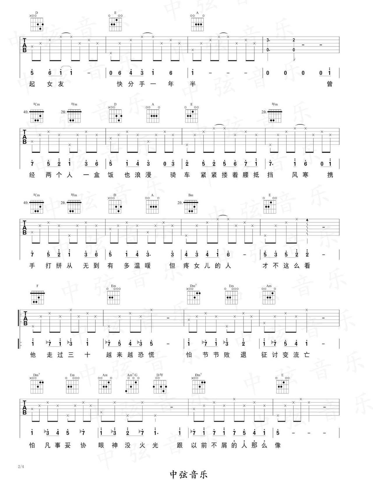 三十而慄吉他谱2