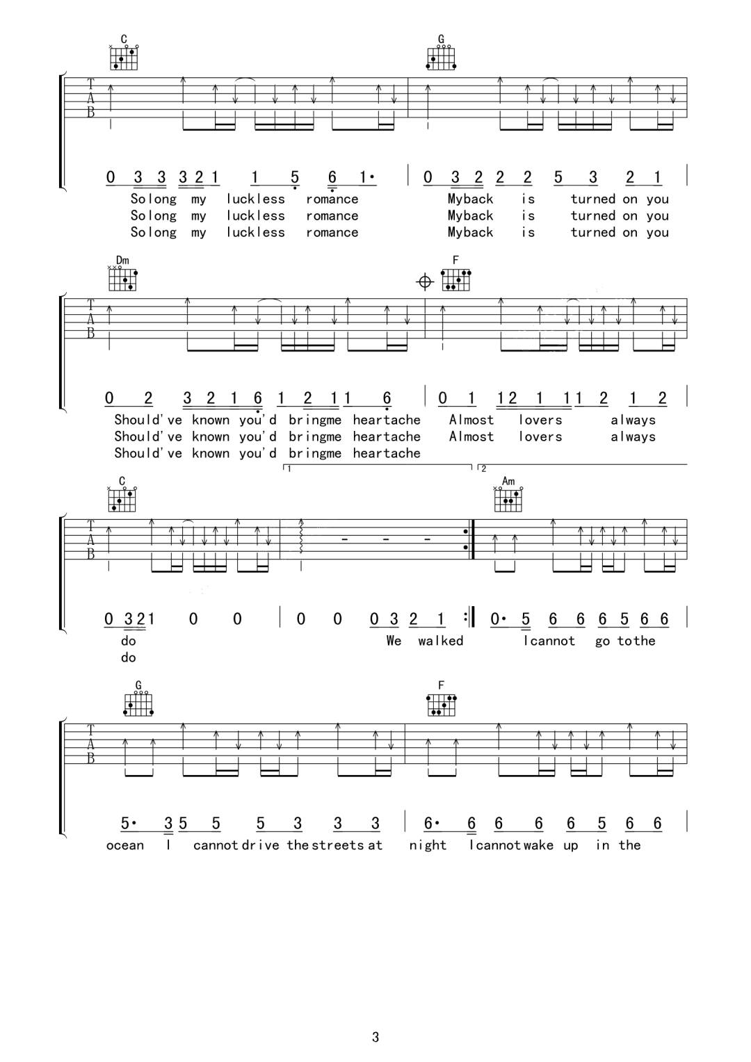 Almost Lover吉他谱3