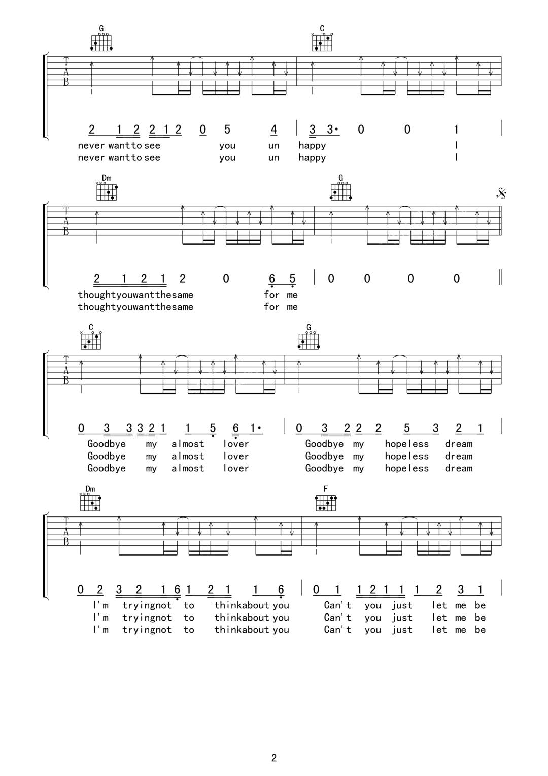 Almost Lover吉他谱2