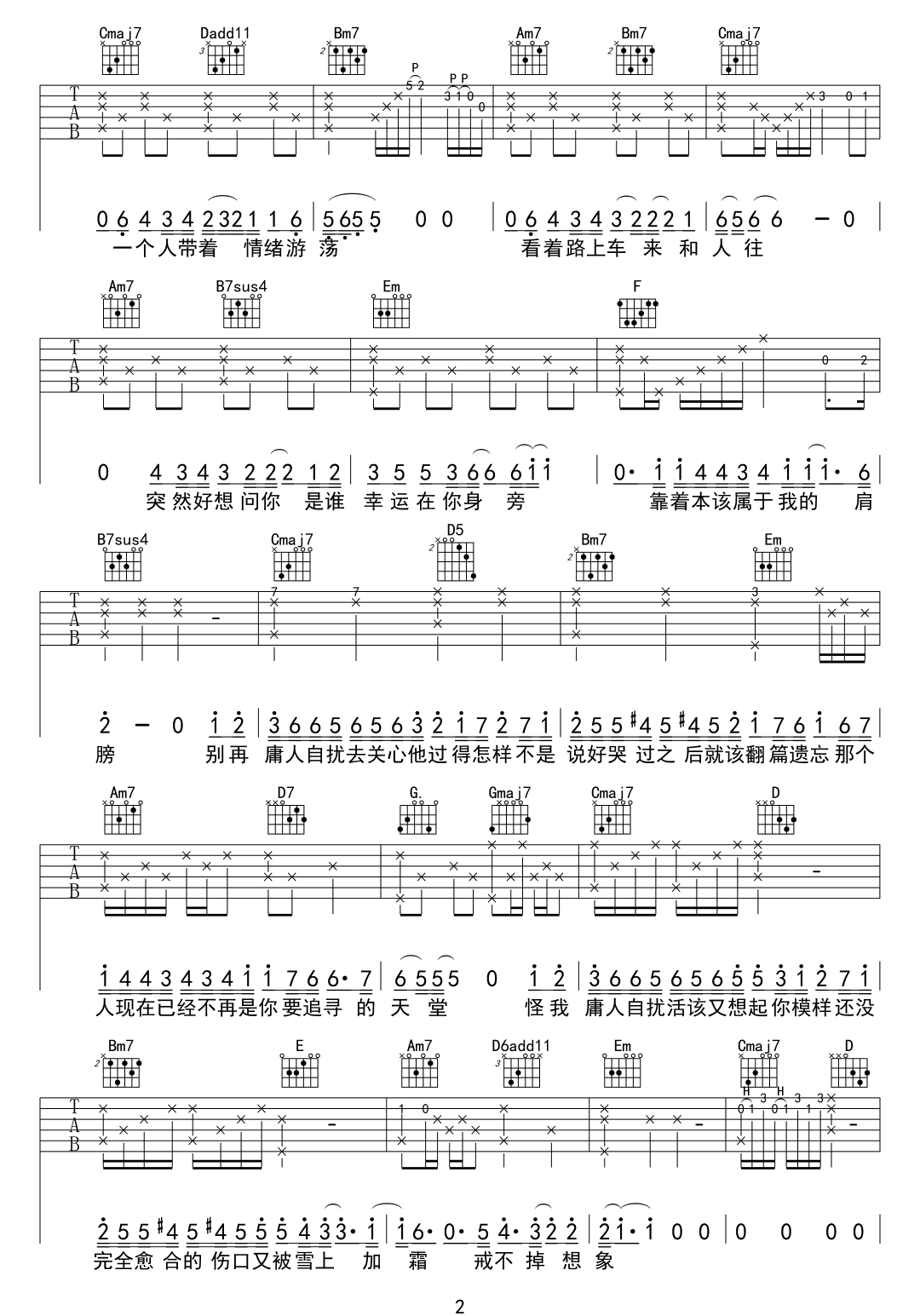 庸人自扰吉他谱2