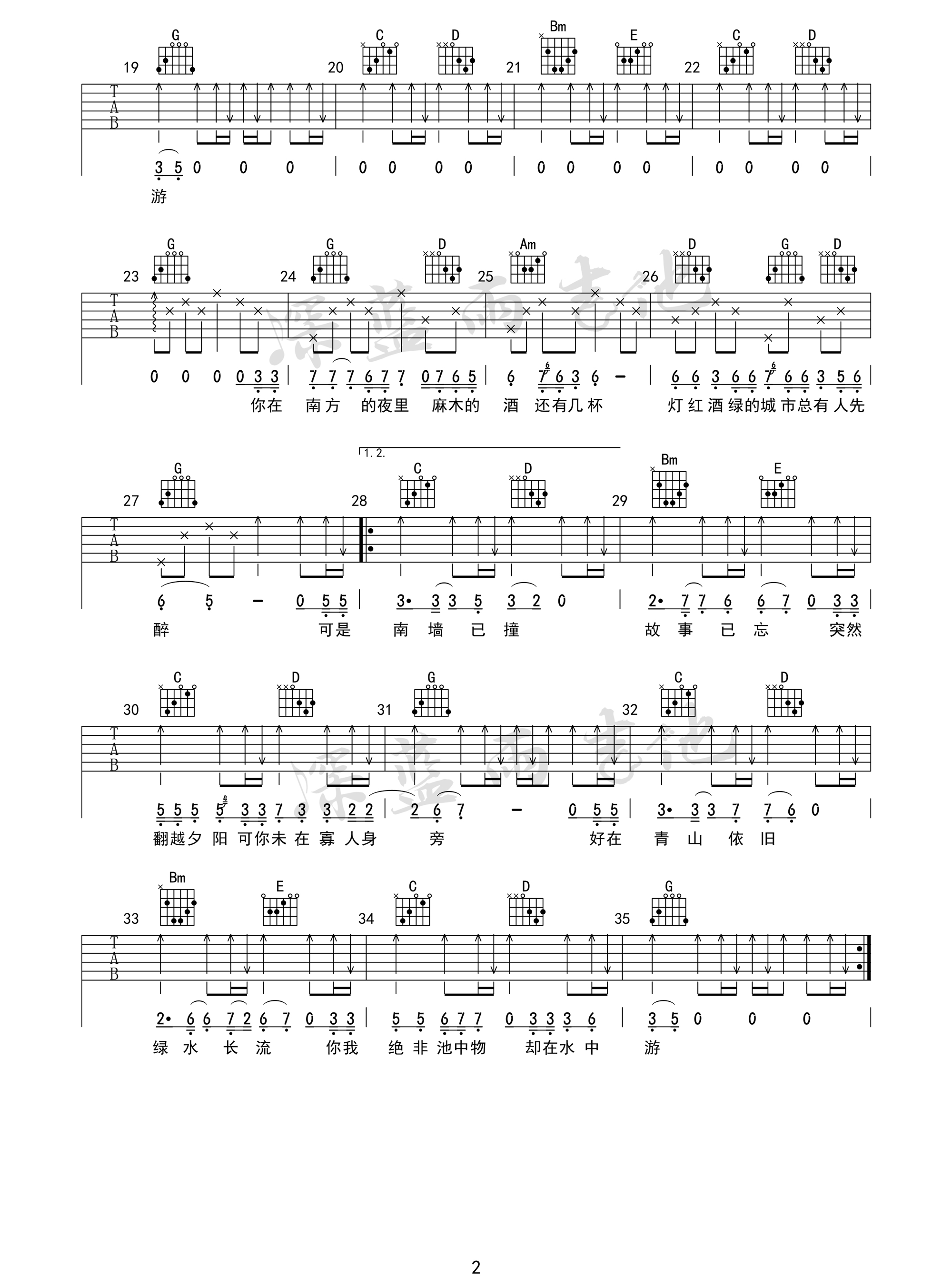 南墙已撞故事已忘吉他谱2
