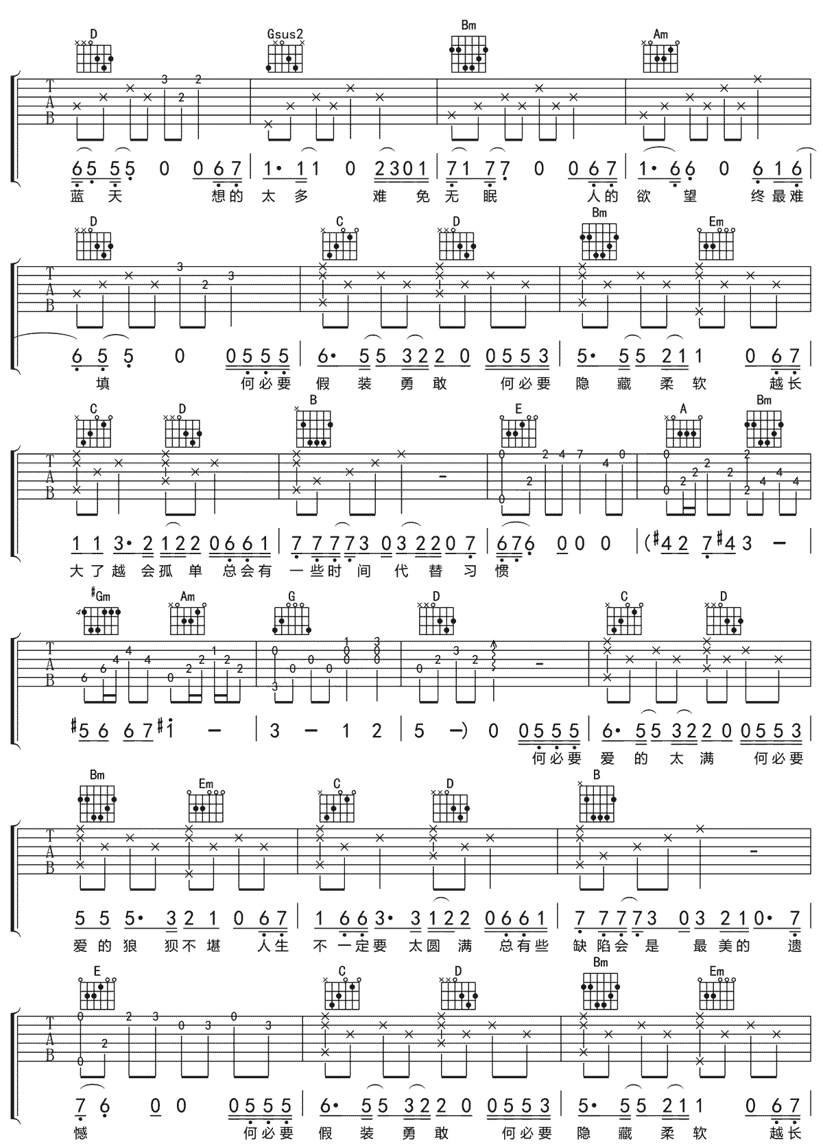 何必要吉他谱2