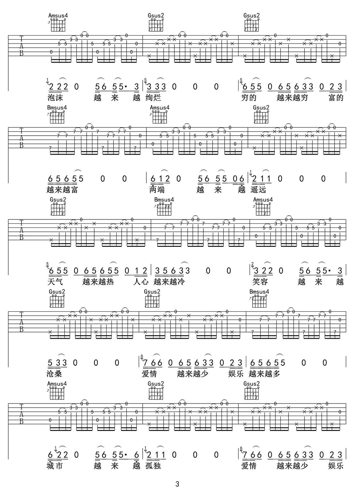 越来越OK吉他谱3