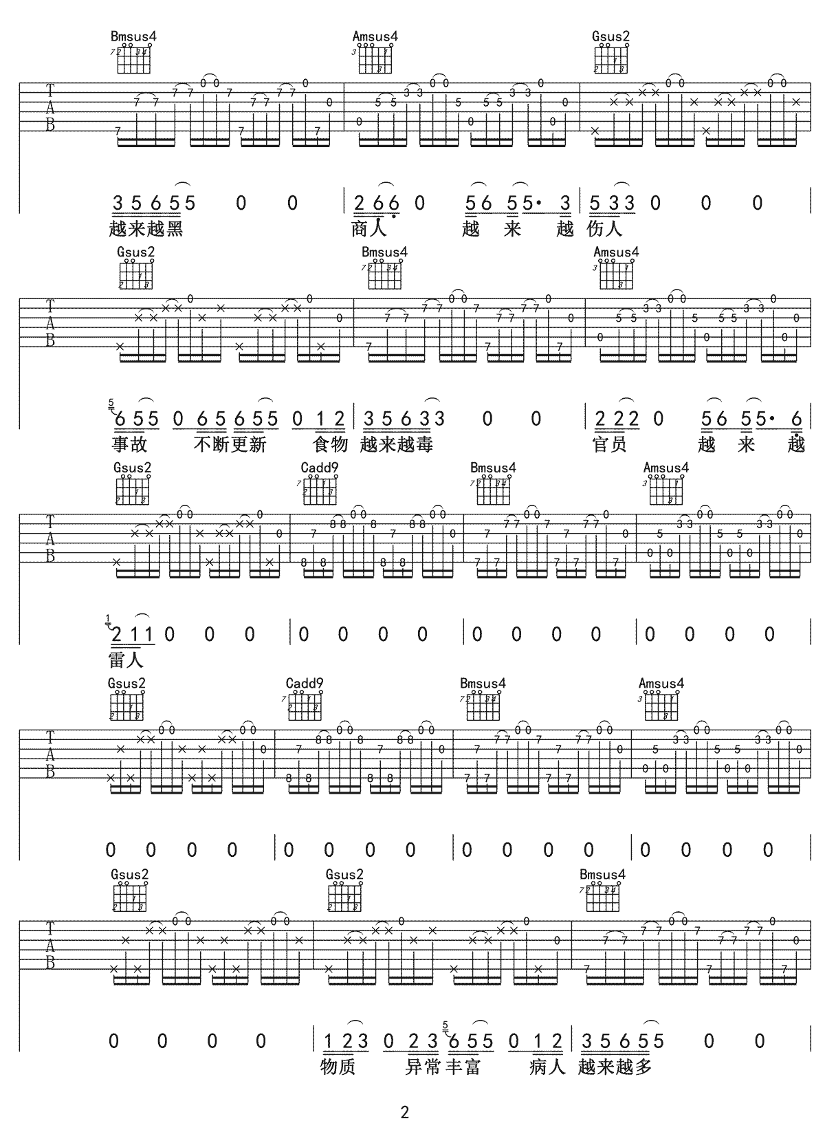 越来越OK吉他谱2