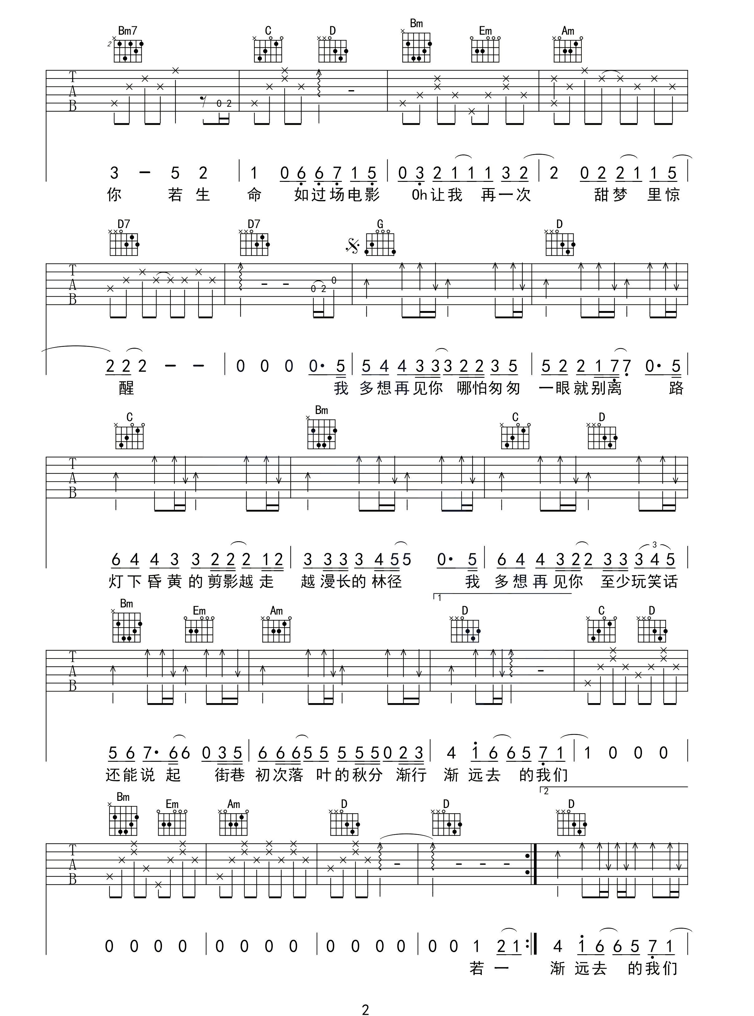 云烟成雨吉他谱2