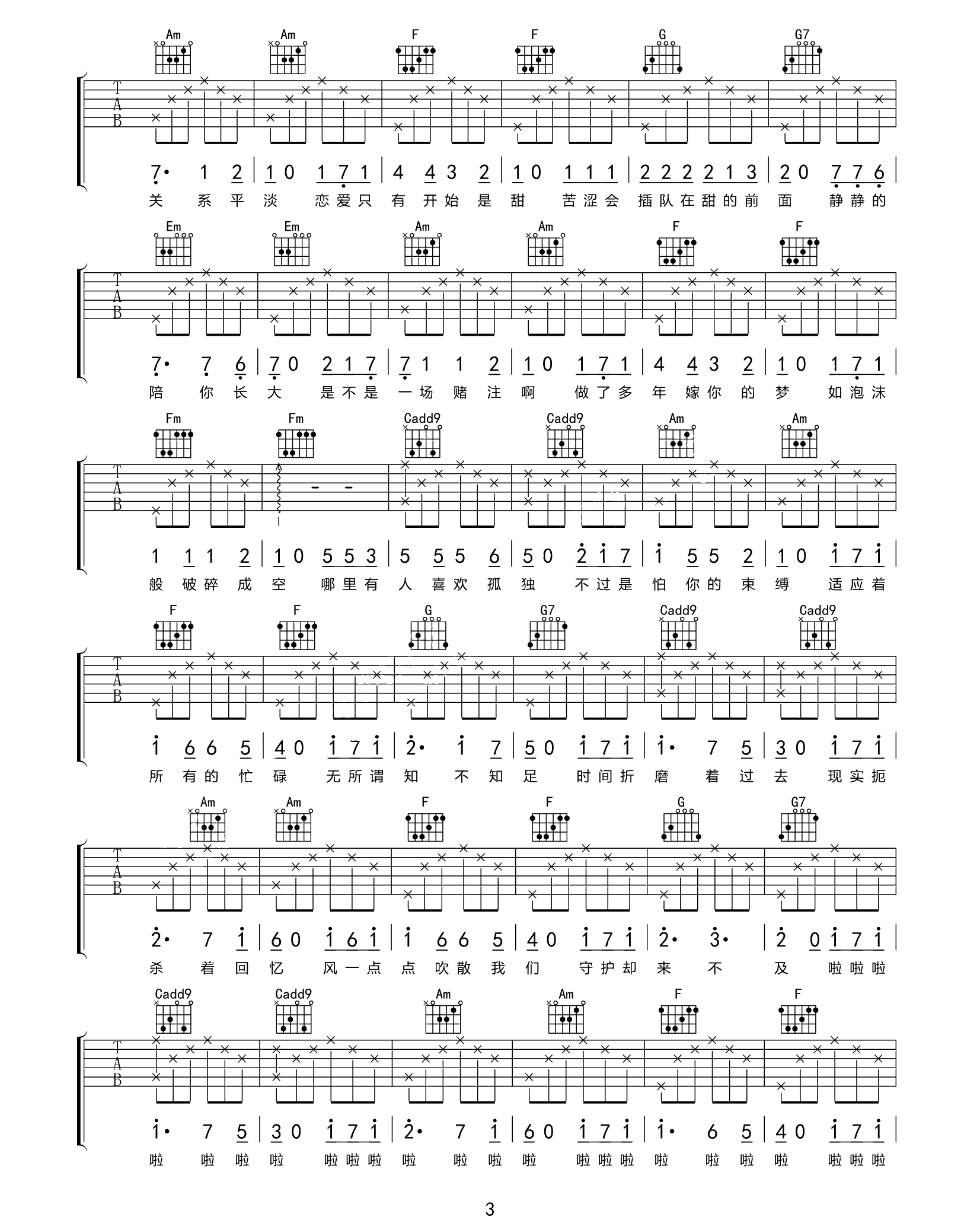 听众的故事吉他谱3