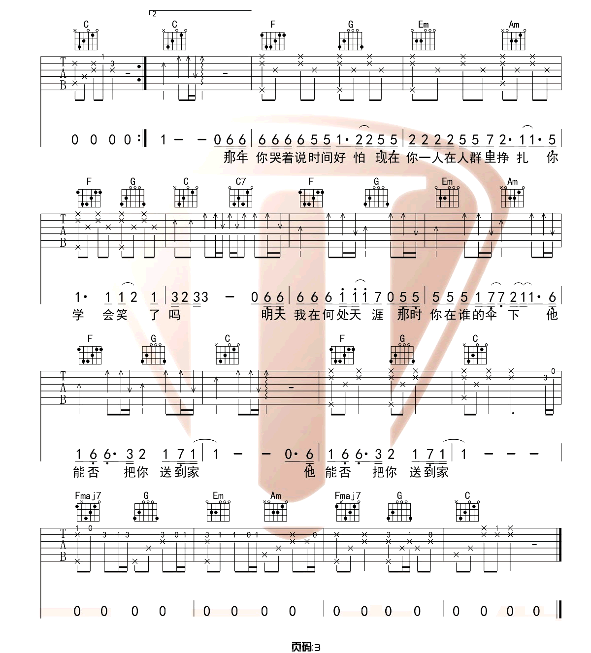 这城市风总是很大吉他谱3