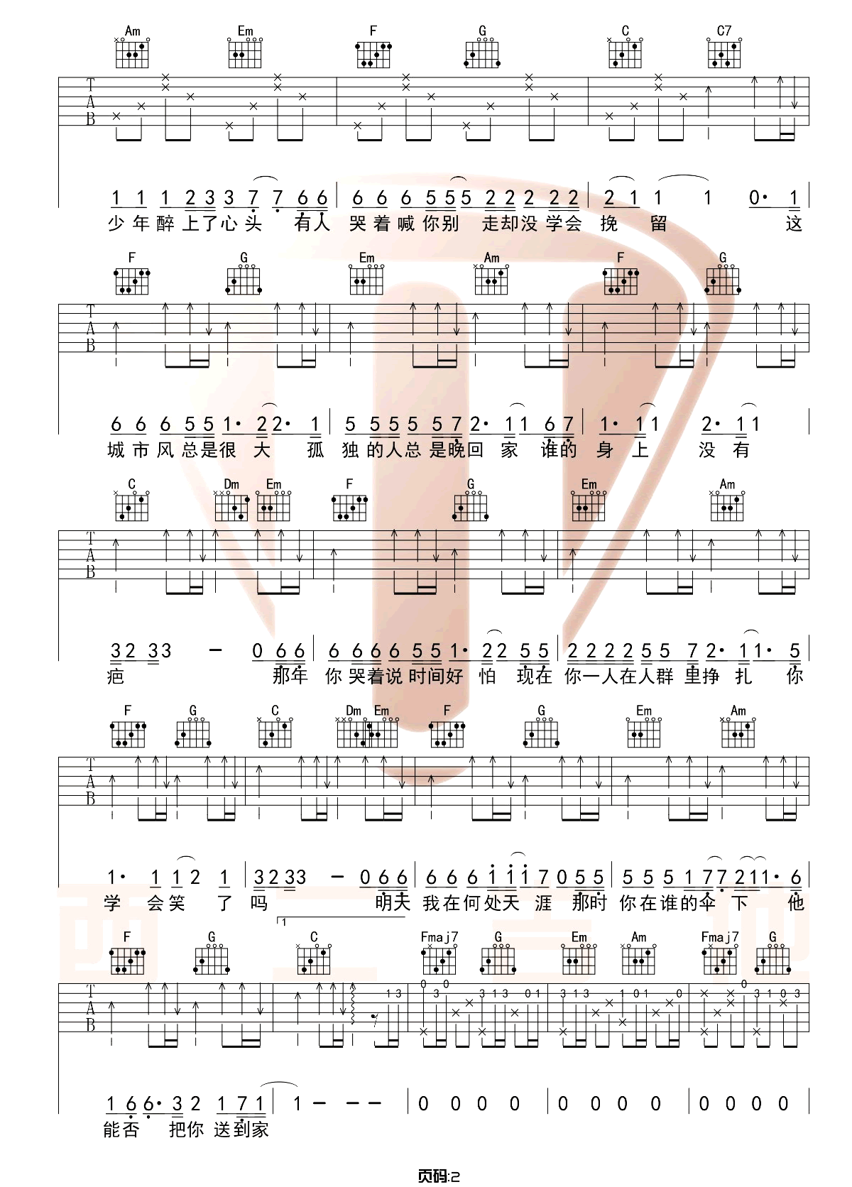 这城市风总是很大吉他谱2
