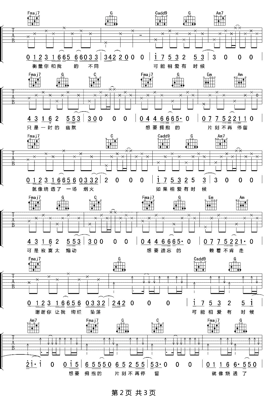 也许相爱有时候吉他谱2