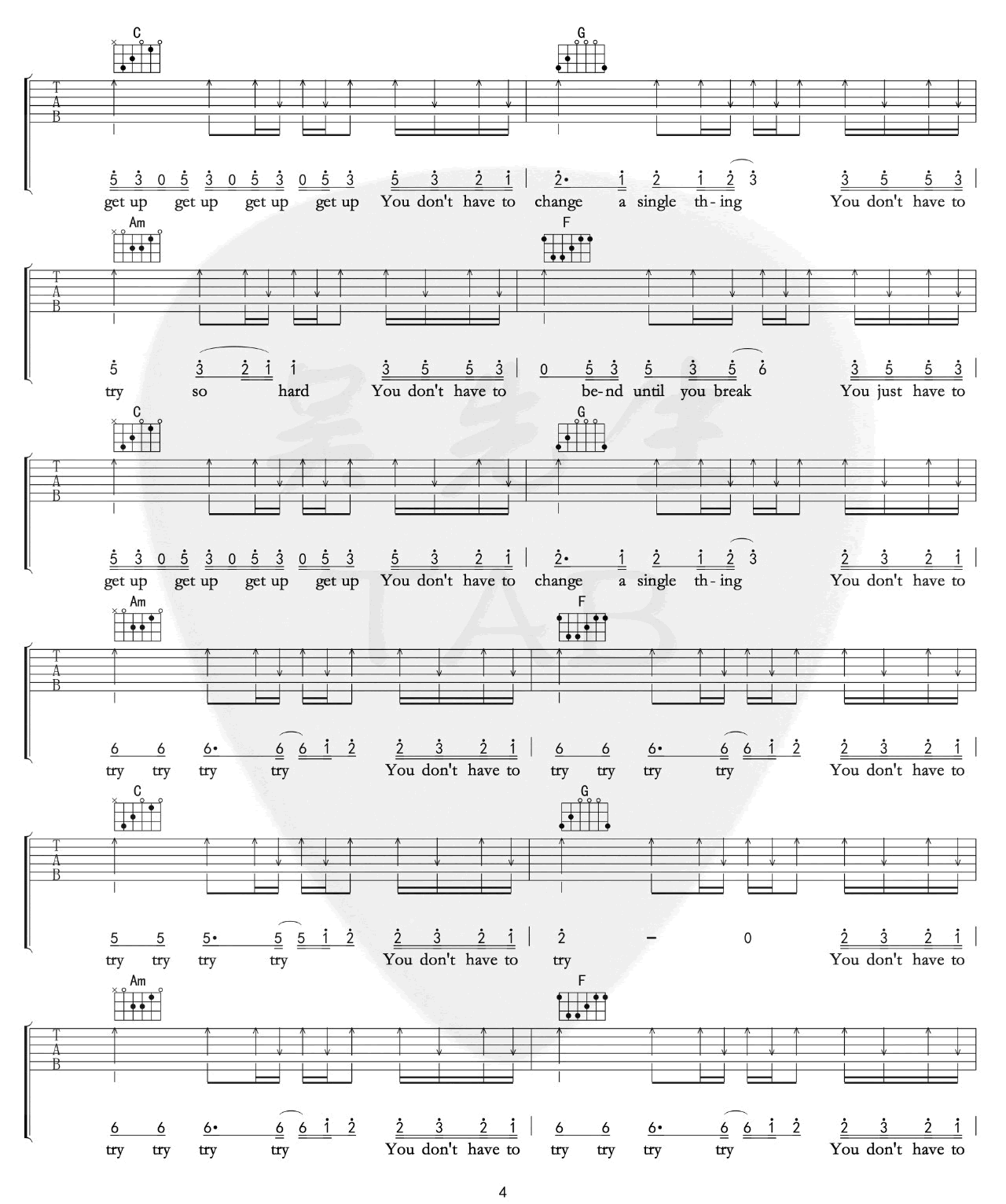 Try吉他谱4