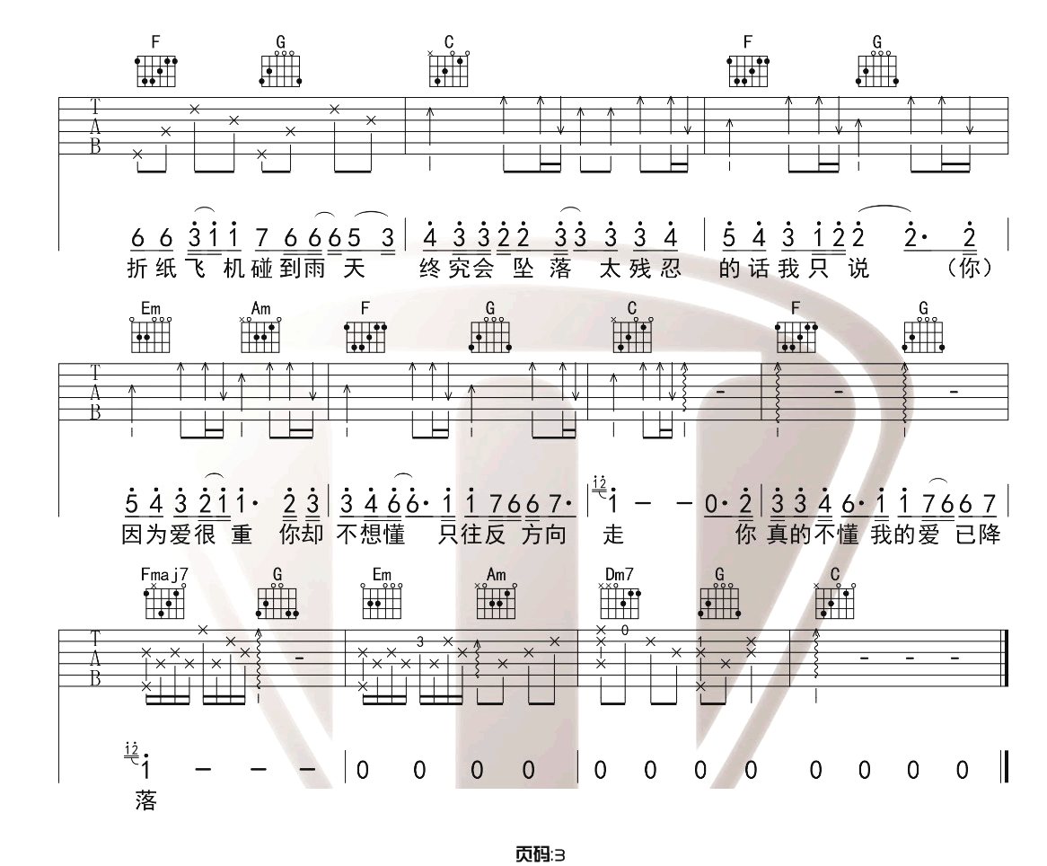那些你很冒险的梦吉他谱3