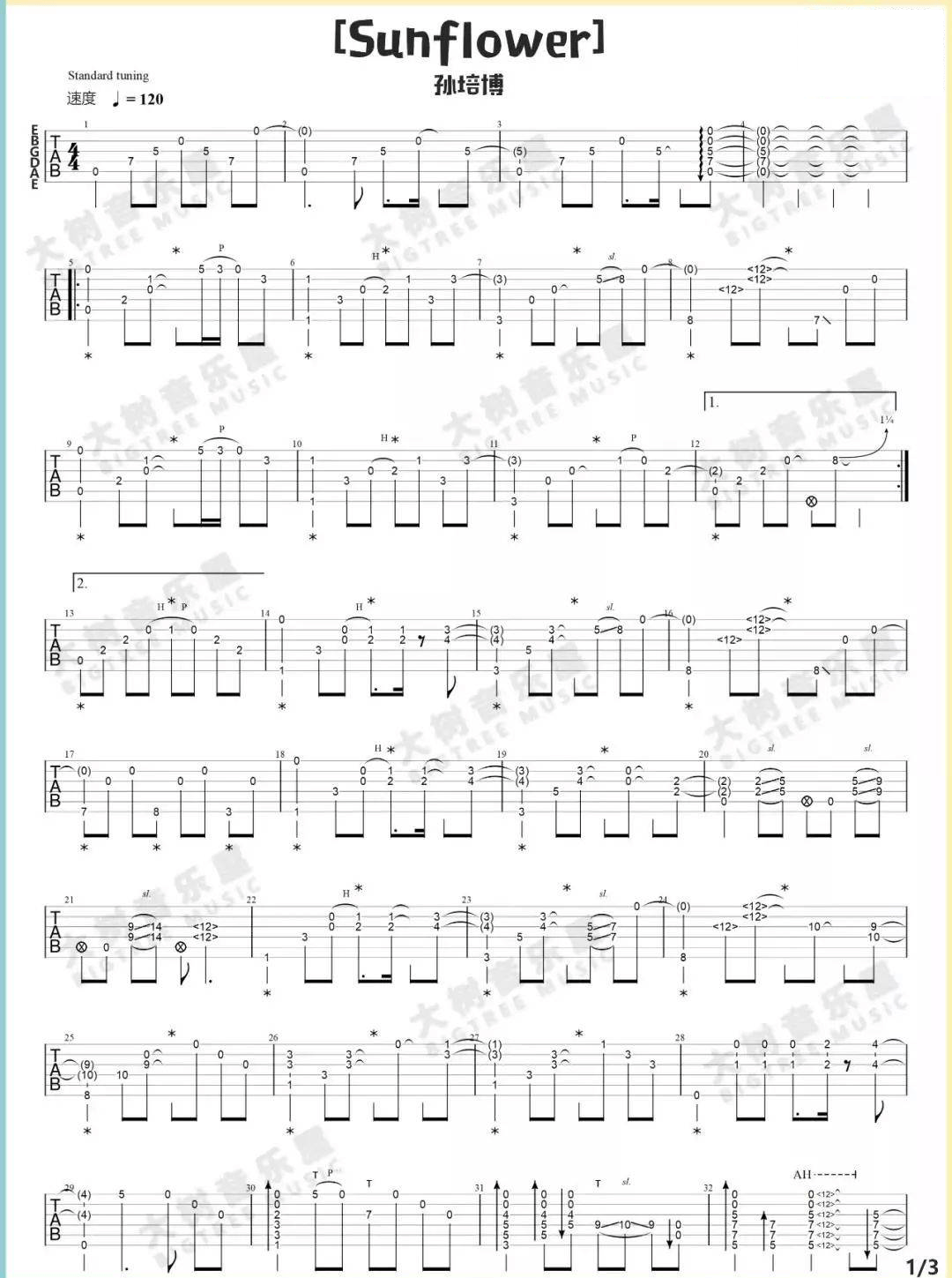 太阳花吉他谱1