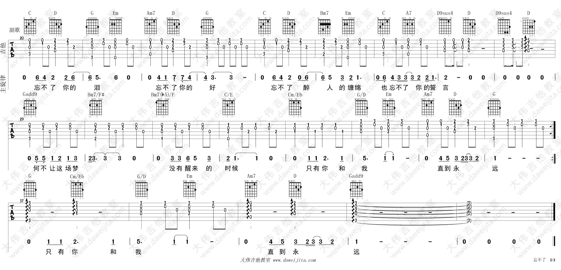 忘不了吉他谱2