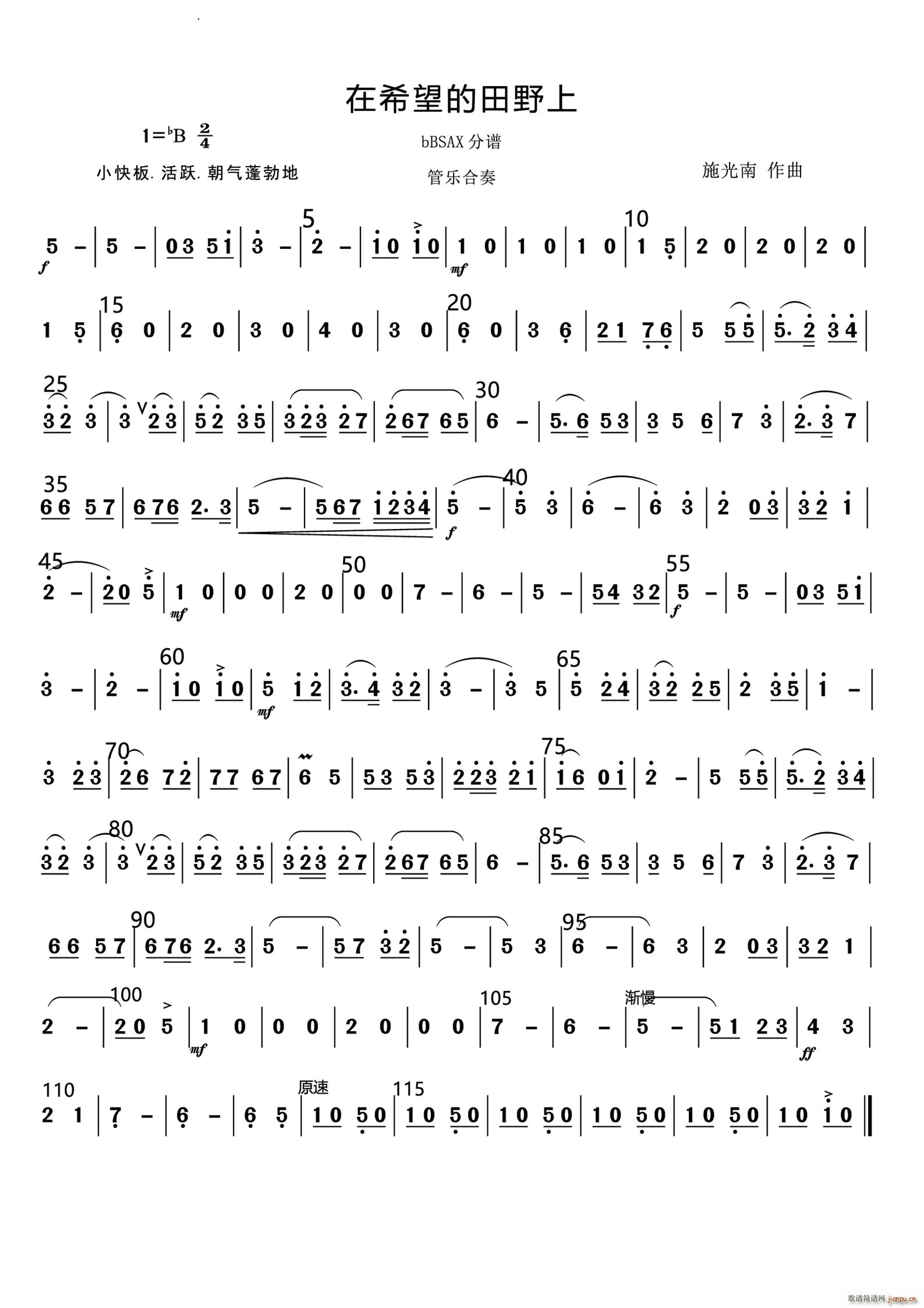 在希望的田野上管乐合奏 和(总谱)13