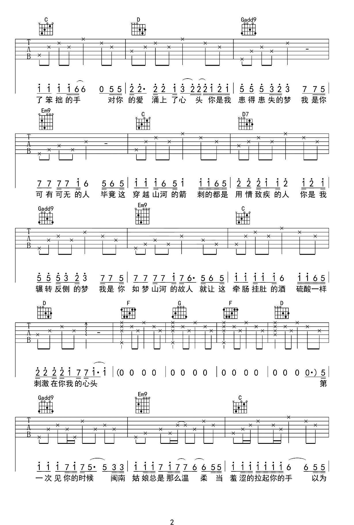 写给黄淮吉他谱2