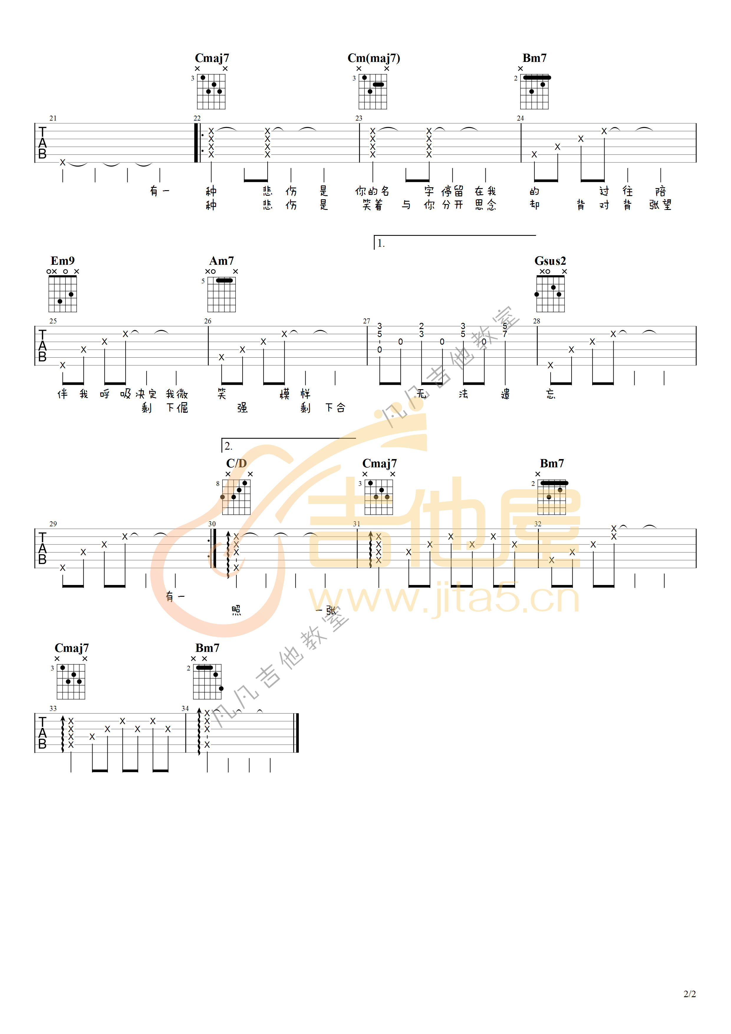 有一种悲伤吉他谱2
