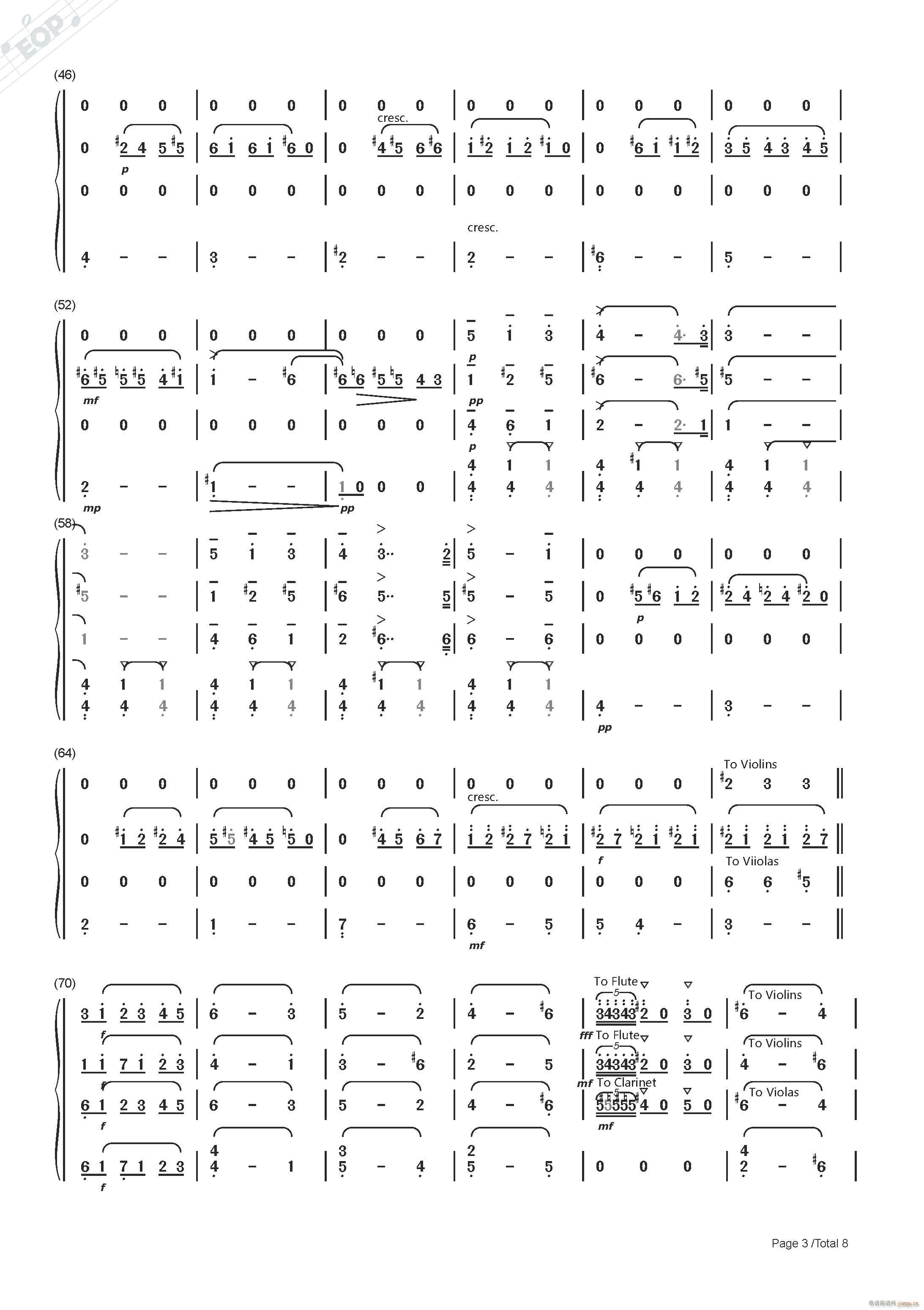 柴可夫斯基 胡桃夹子花之圆舞曲 节选 混合四重奏(总谱)3