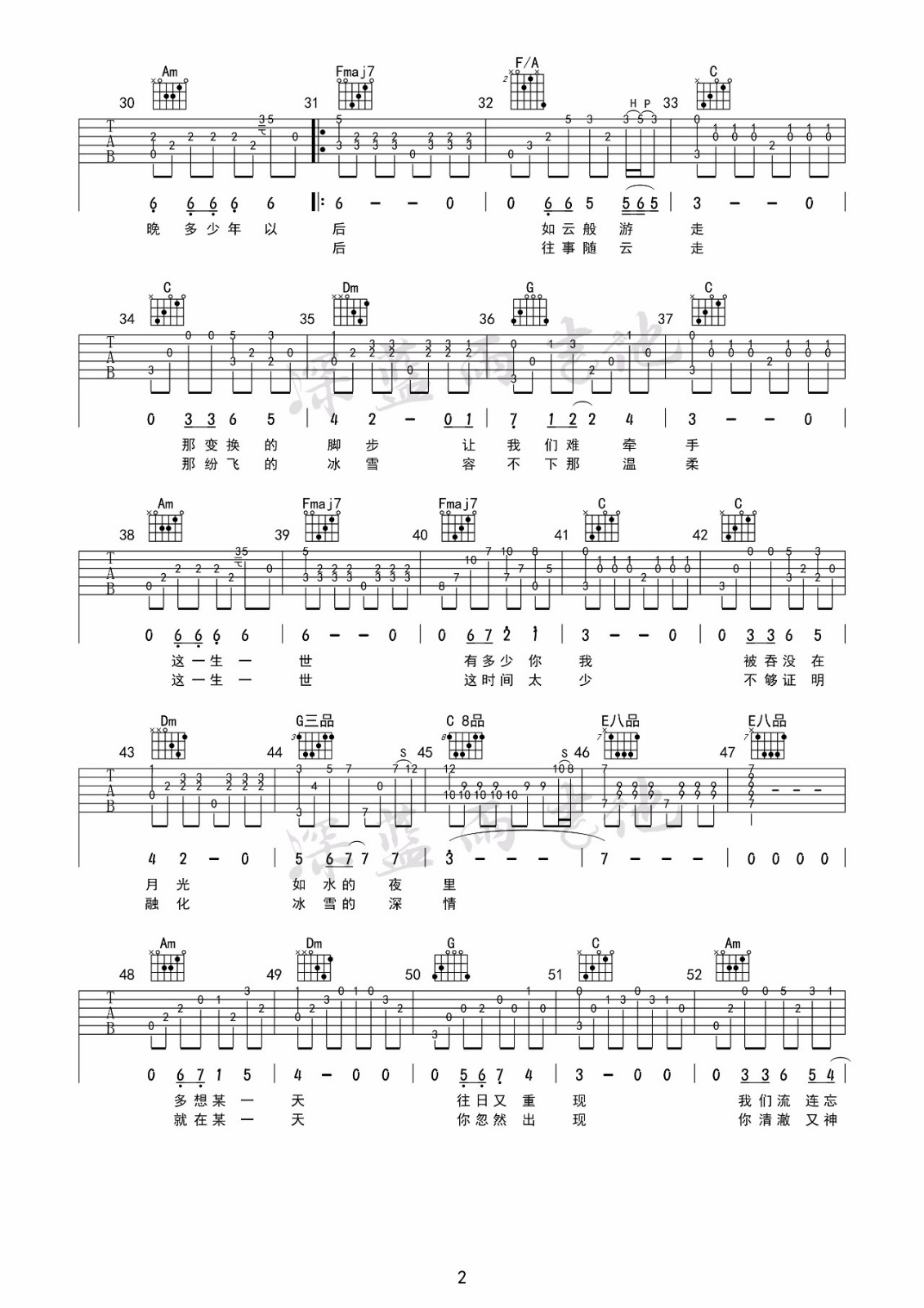 贝加尔湖畔吉他谱2