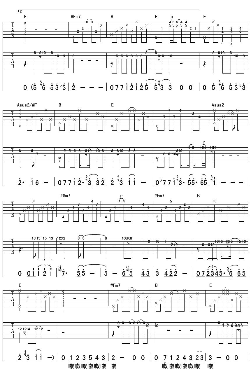 在每个想你的夜晚吉他谱3