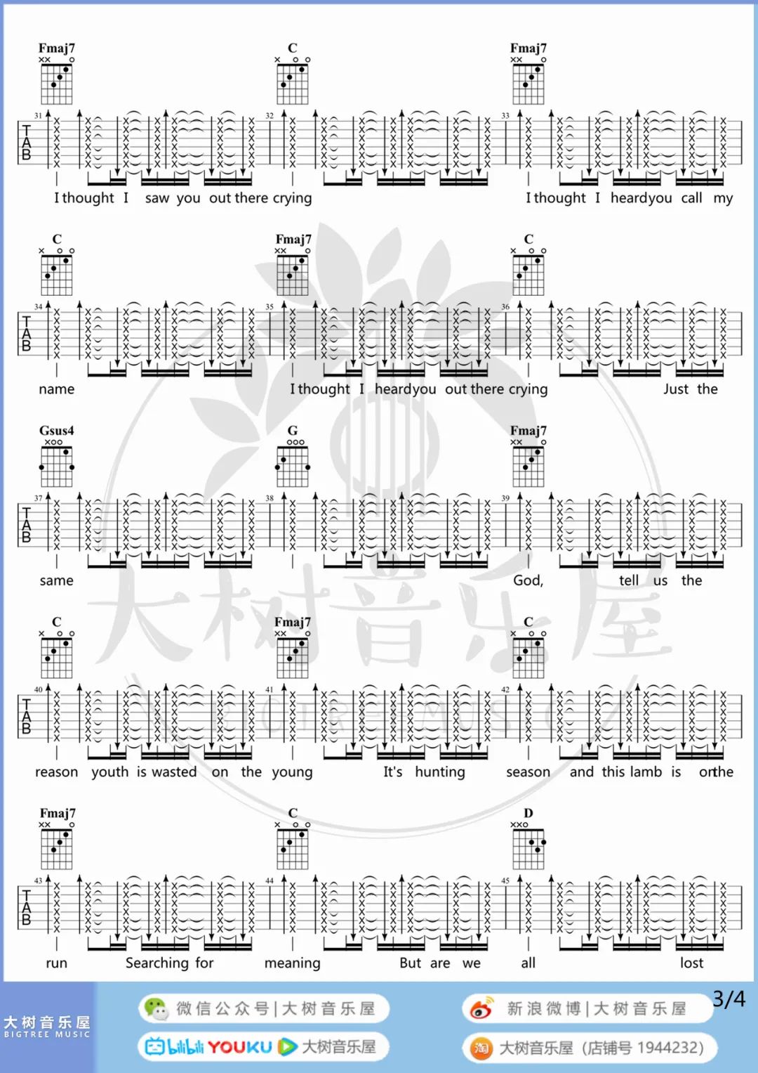 Lost Stars吉他谱3