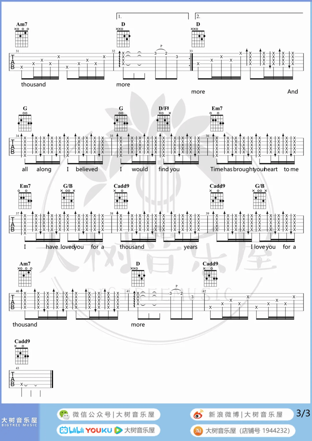 A Thousand Years吉他谱3