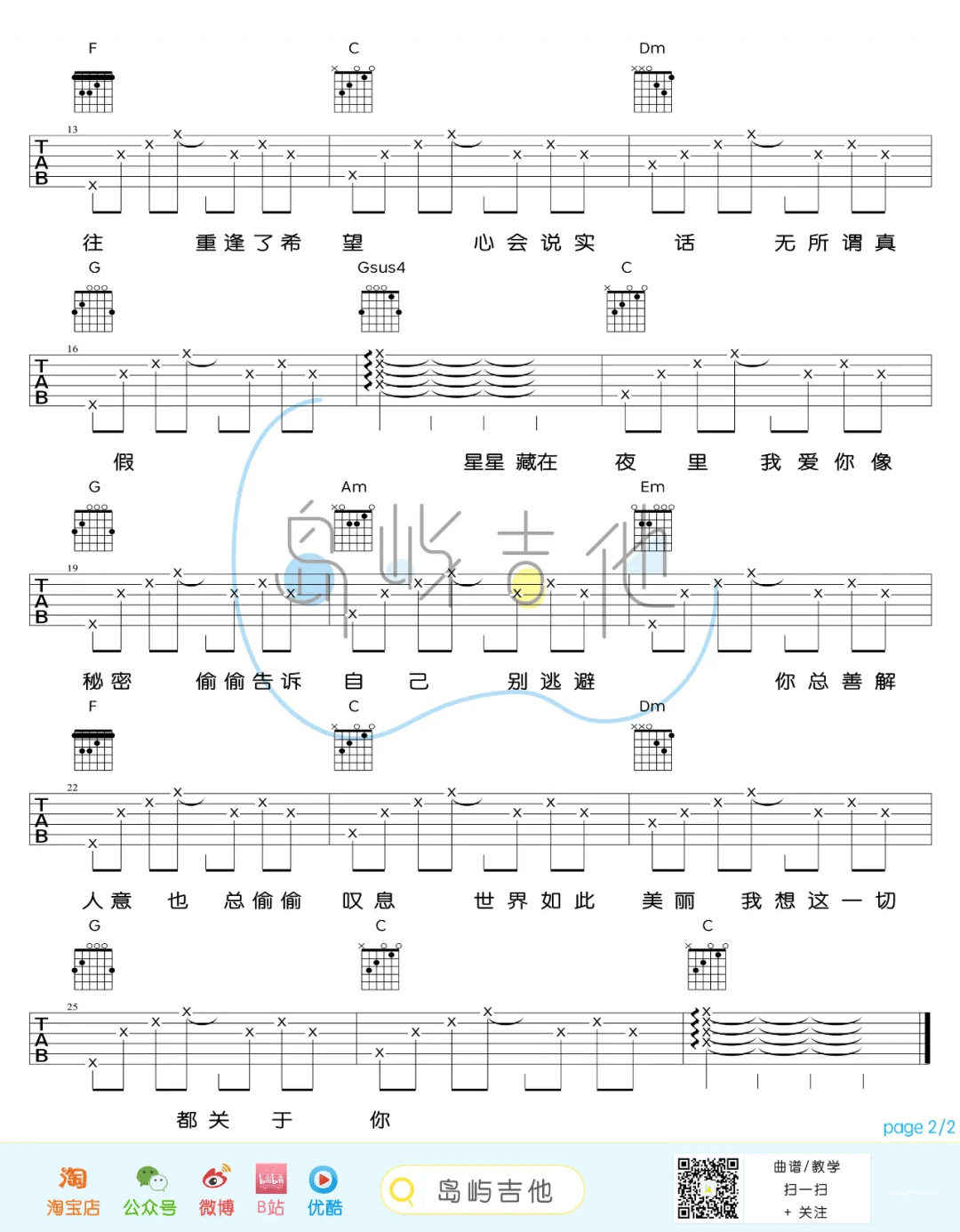 我想这一切都关于你吉他谱2