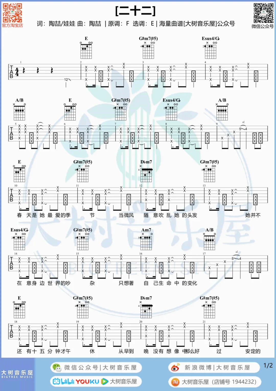 二十二吉他谱1