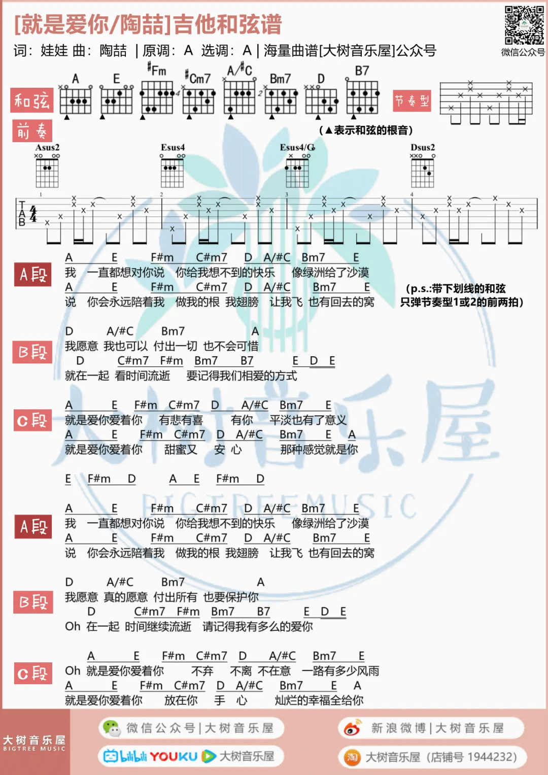 就是爱你吉他谱3
