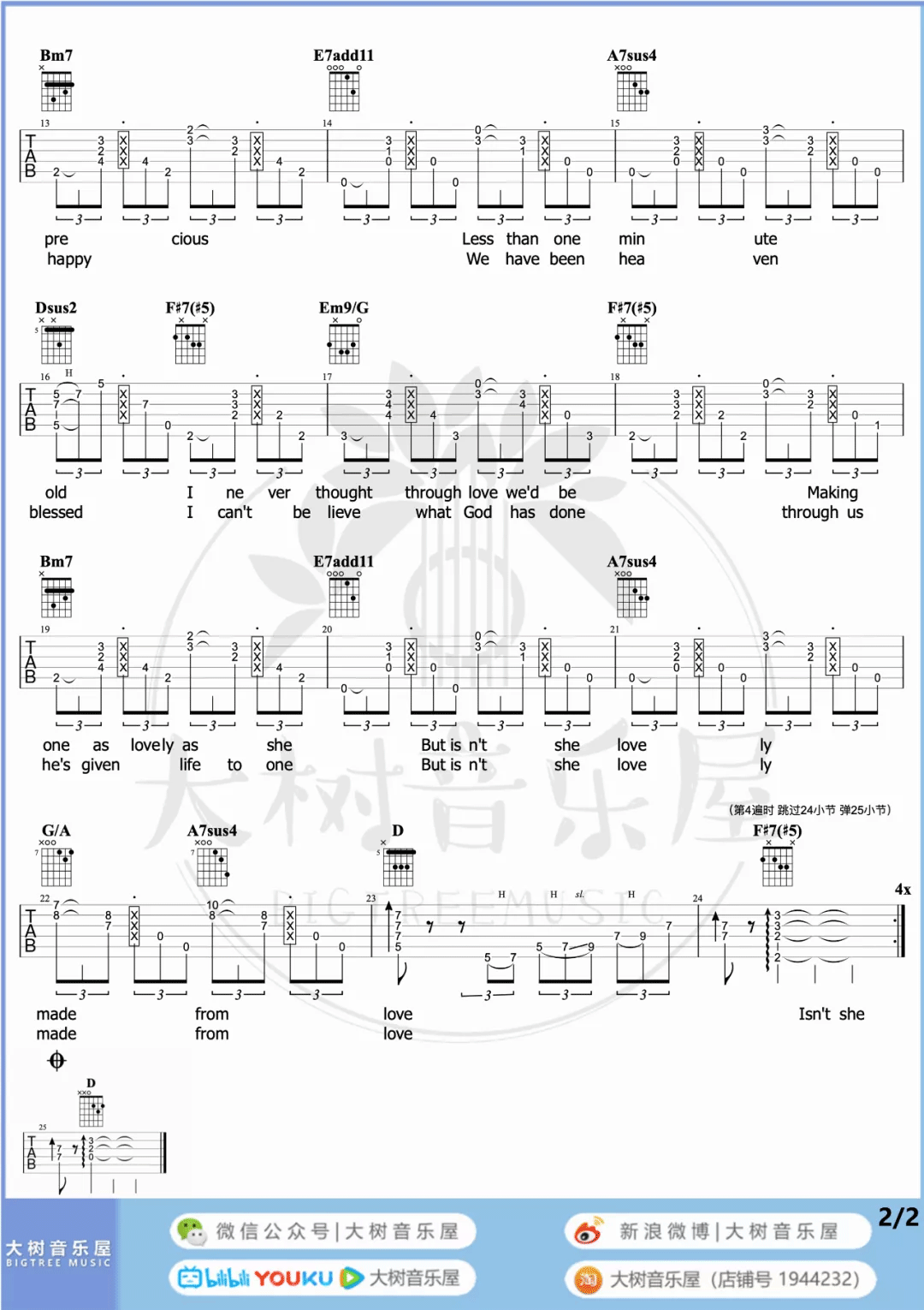 Isn't She Lovely吉他谱2