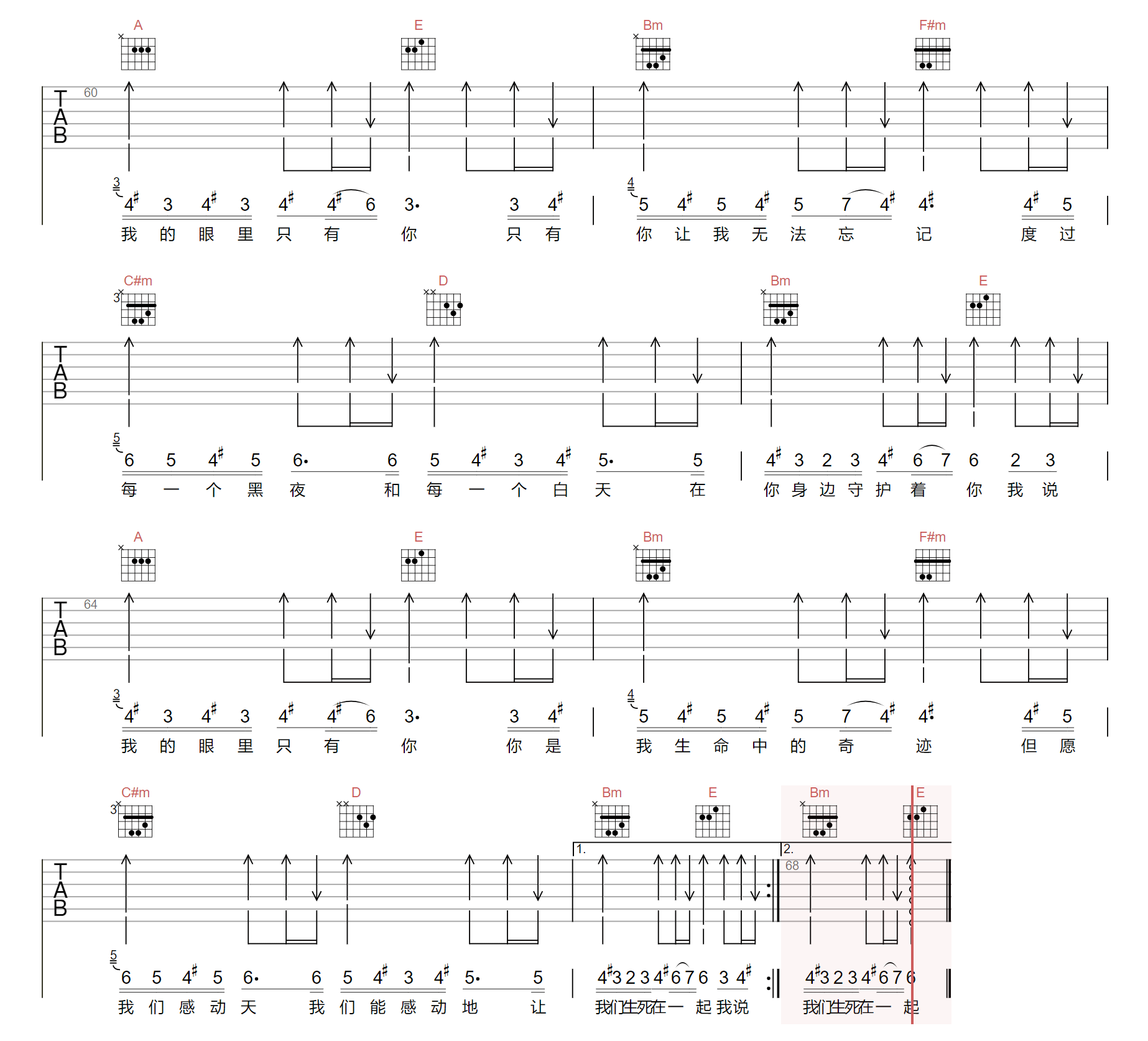 我的眼里只有你吉他谱4