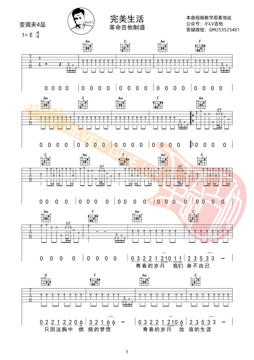 完美生活吉他谱1