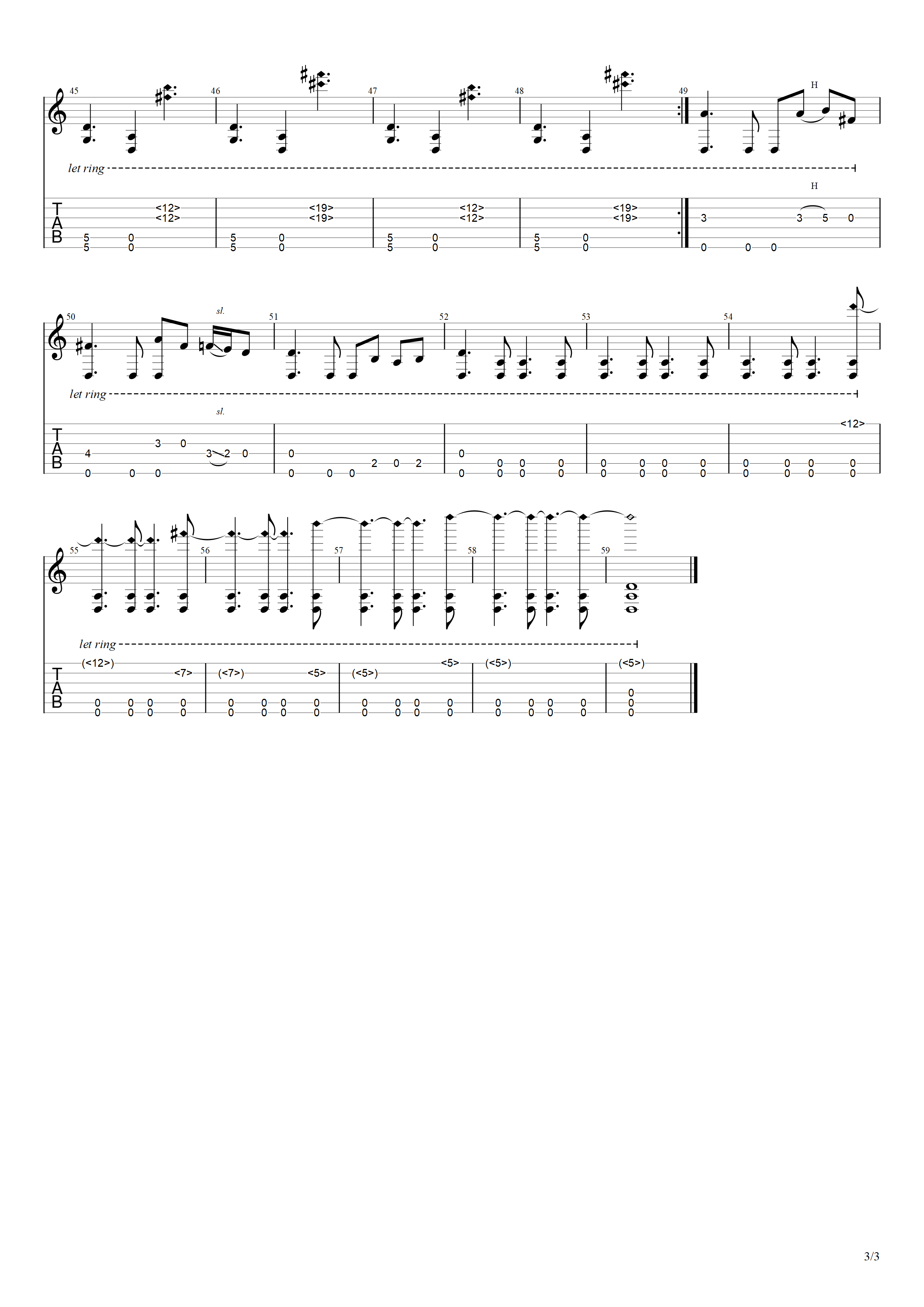 彩虹猎人吉他谱3