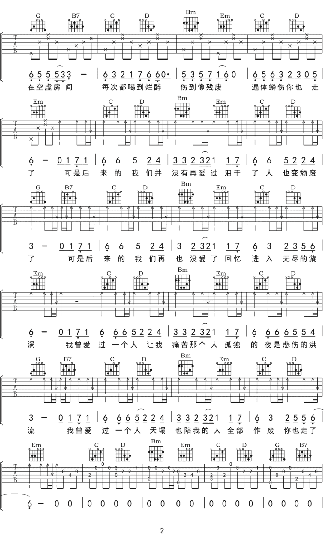我曾爱过一个人吉他谱2