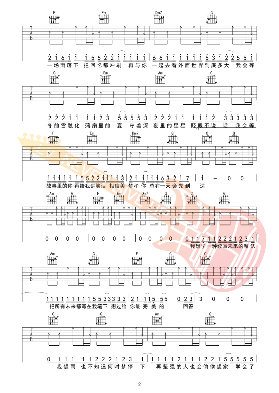 我会等吉他谱2