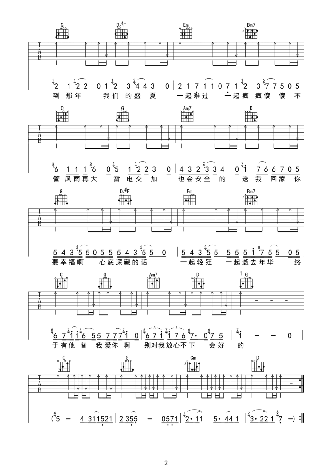 闺蜜的话吉他谱2