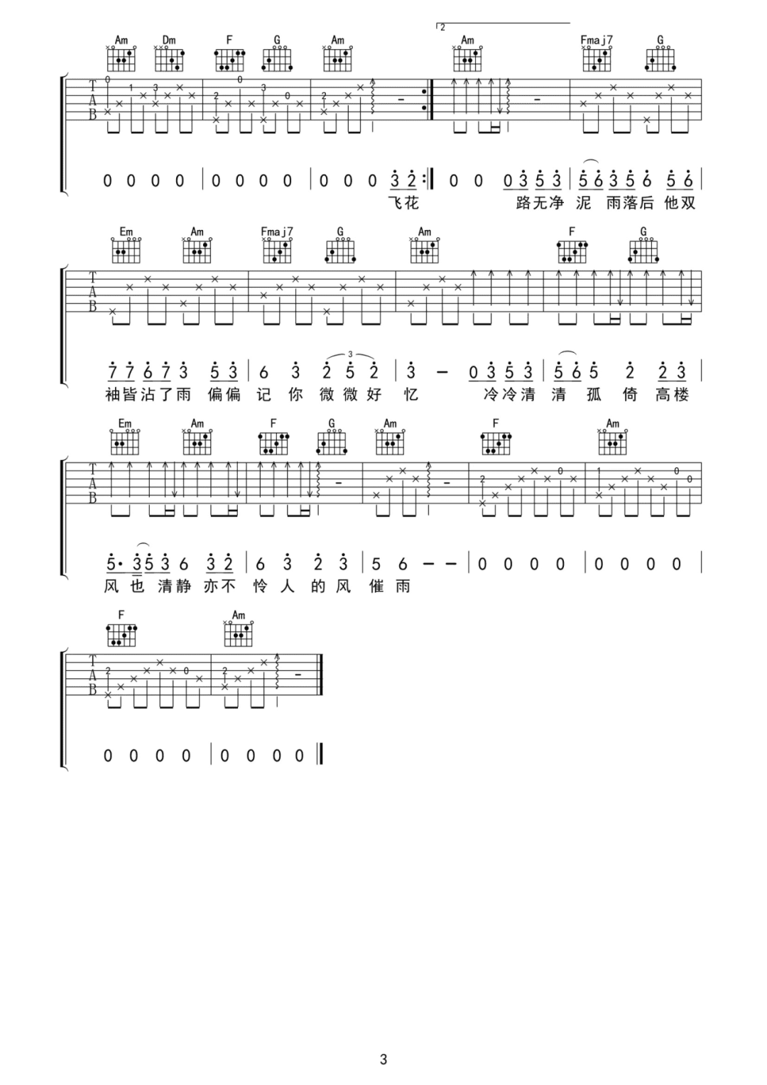 风催雨吉他谱3