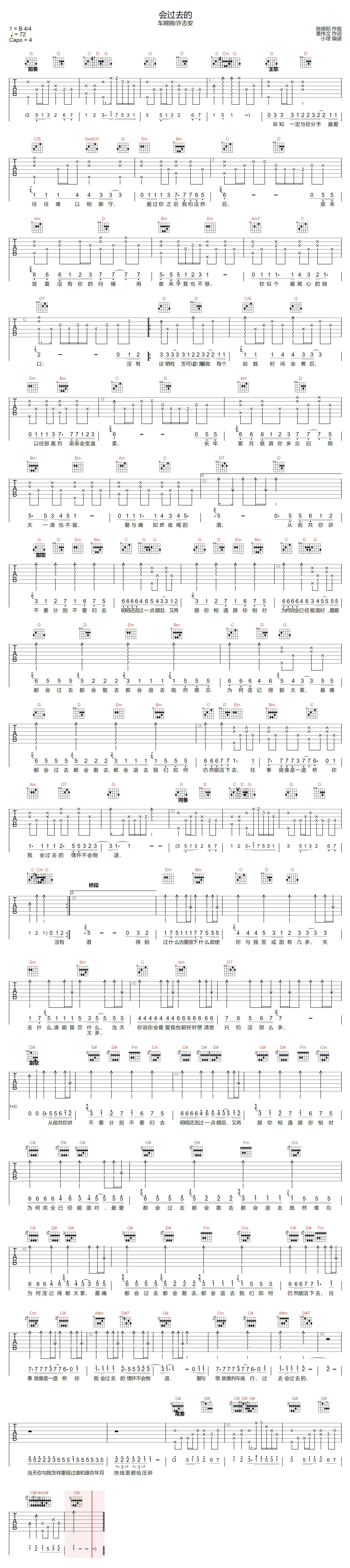 会过去的吉他谱1