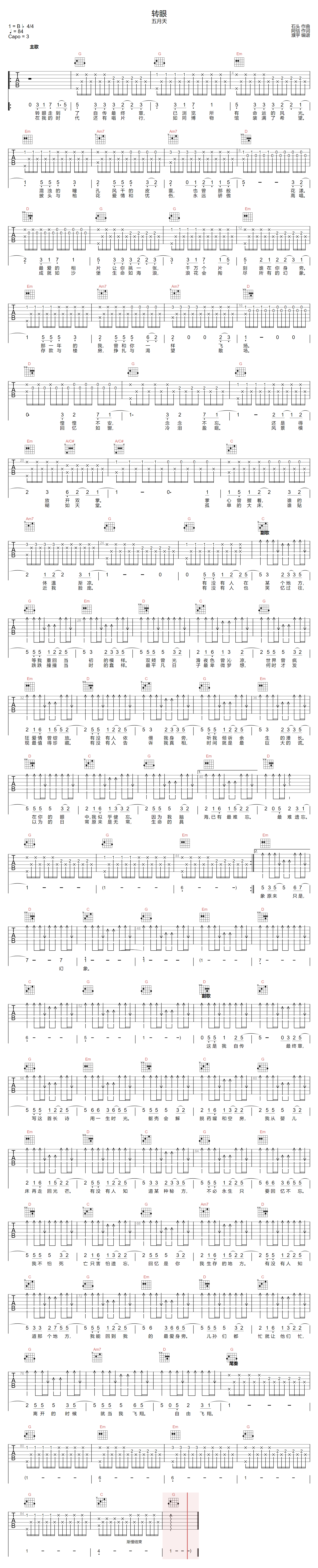 转眼吉他谱1