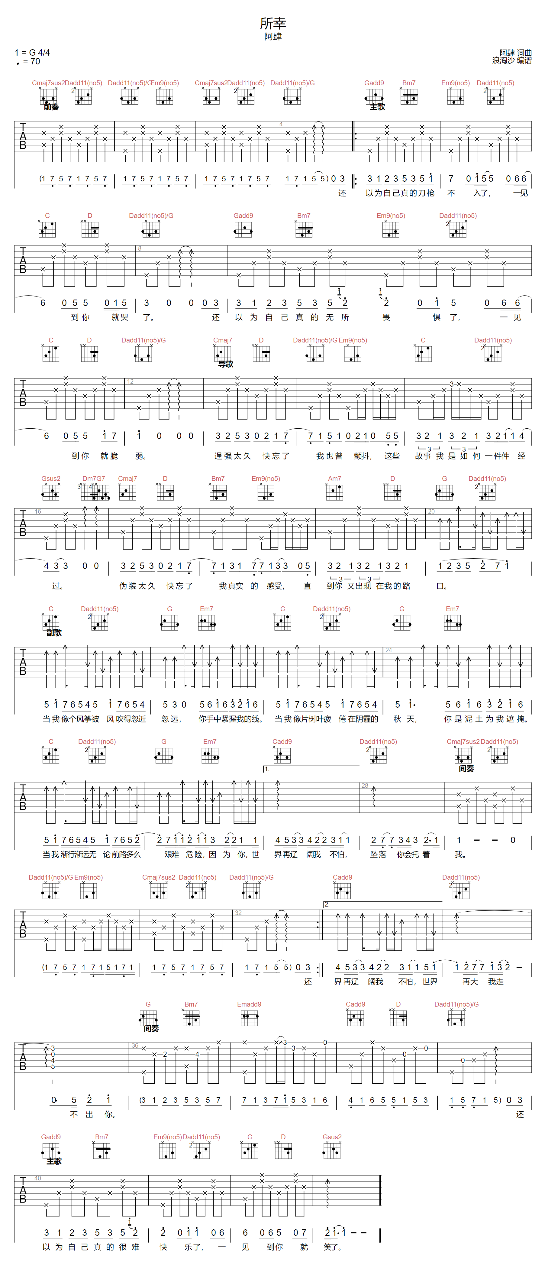 所幸吉他谱1