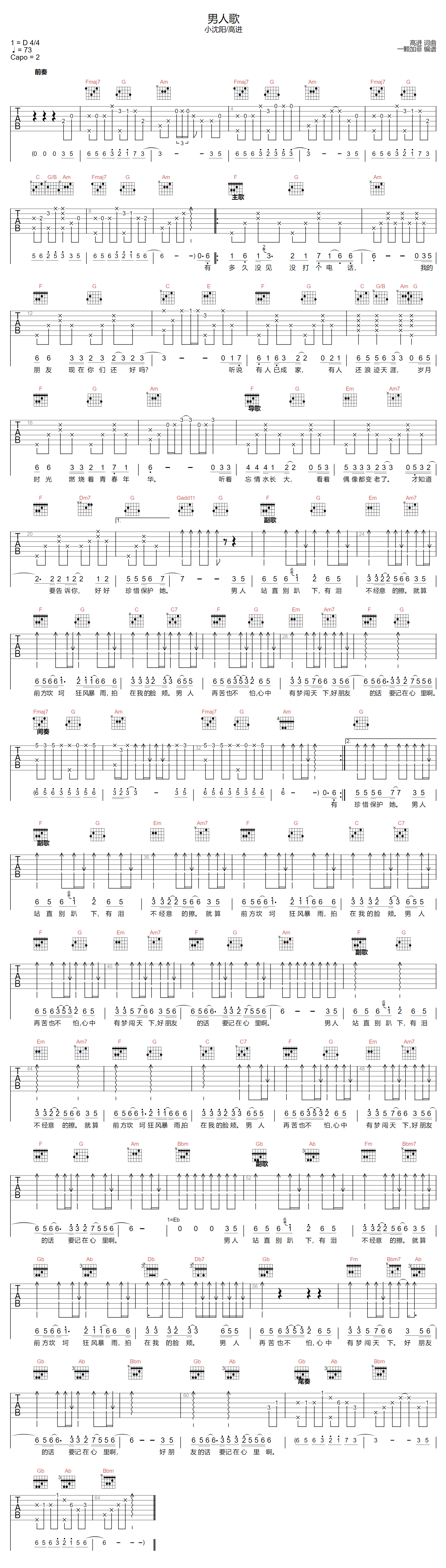 男人歌吉他谱1
