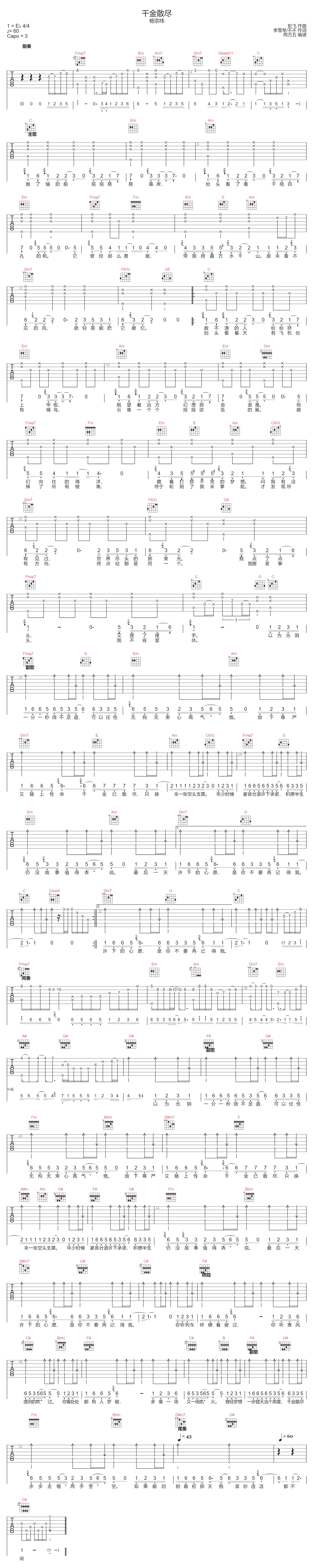 千金散尽吉他谱1